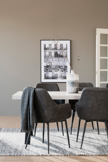 REILY Set of 2 Armchairs – dark grey/black metal legs – 4