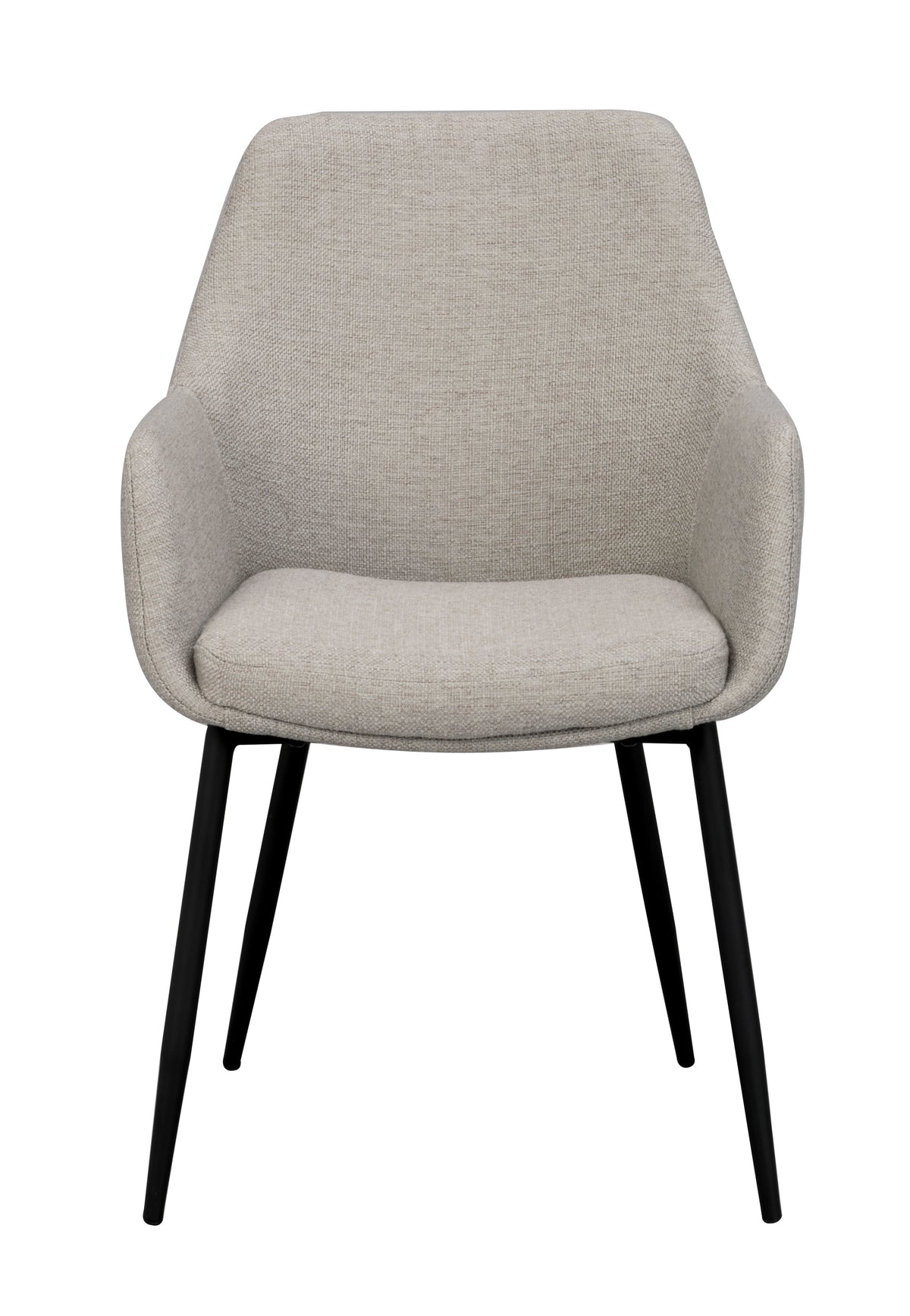 REILY Set of 2 Armchairs – beige fabric/black metal legs – 1