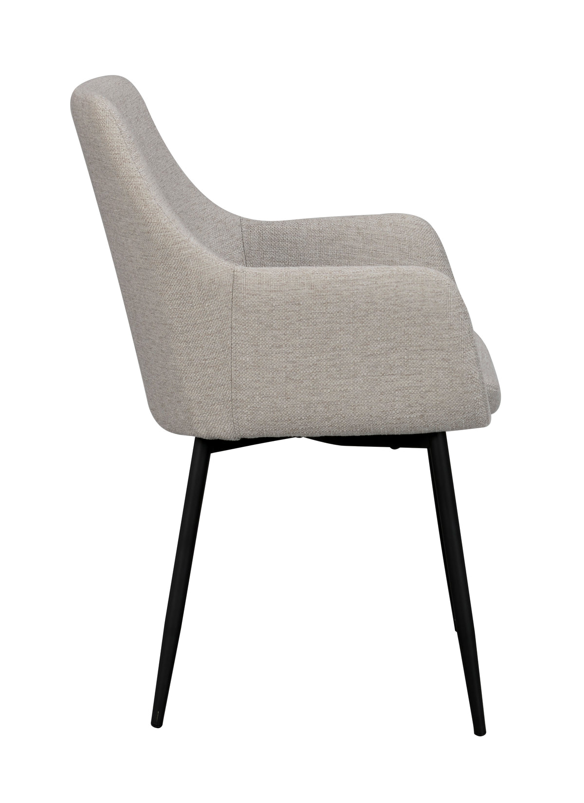 REILY Set of 2 Armchairs – beige fabric/black metal legs – 6