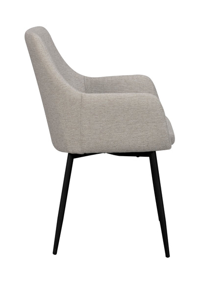 REILY Set of 2 Armchairs – beige fabric/black metal legs – 6