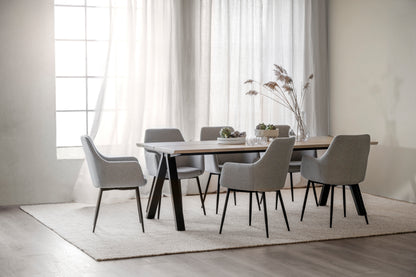 REILY Set of 2 Armchairs – beige fabric/black metal legs – 4