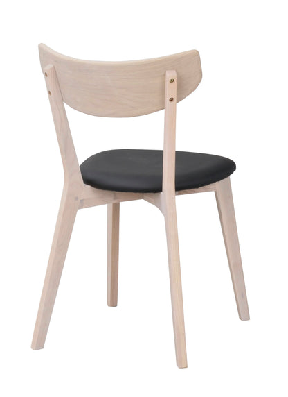 AMI Set of 2 Chairs – whitewashed oak/ black PU seat – 8
