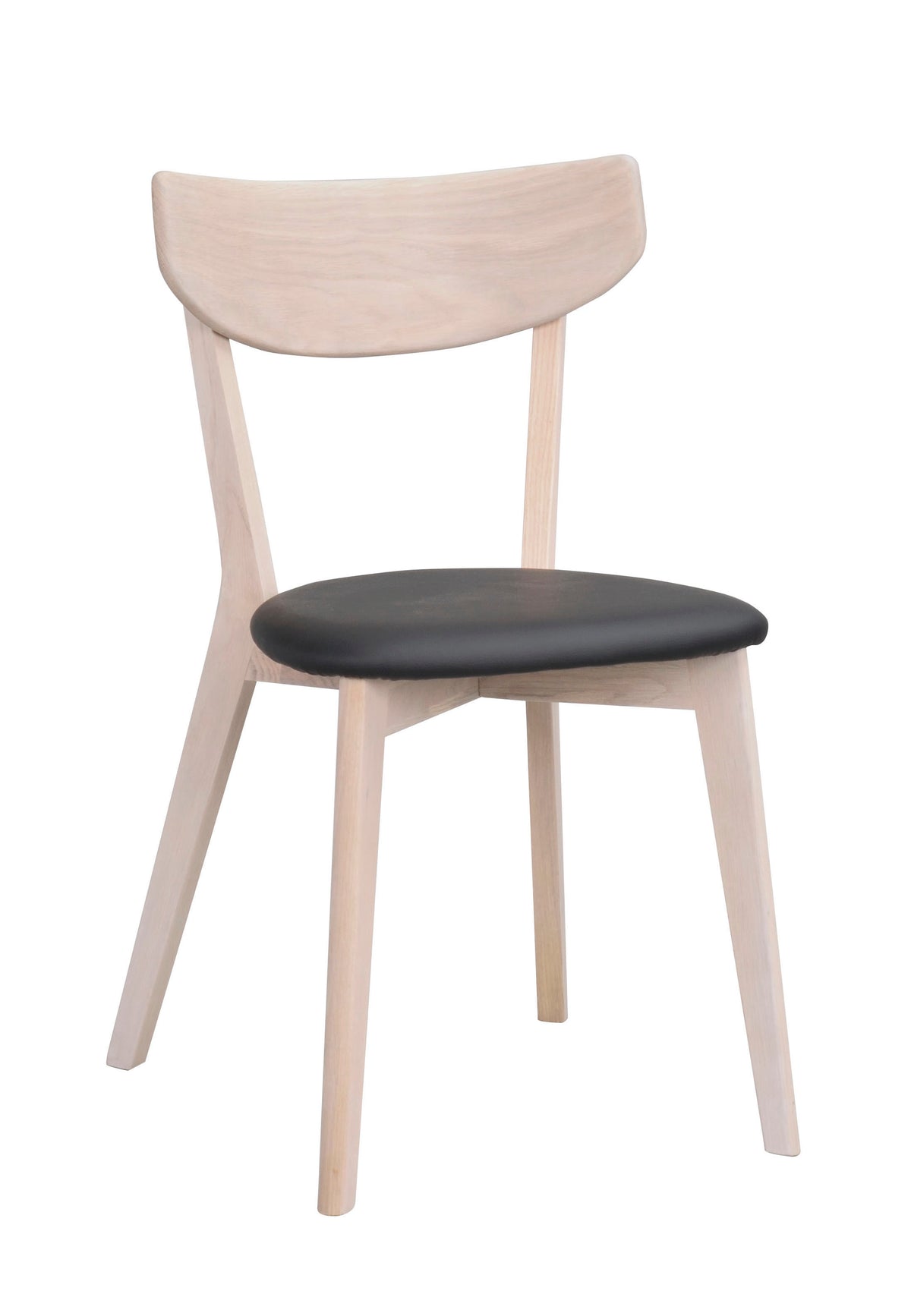 AMI Set of 2 Chairs – whitewashed oak/ black PU seat – 6
