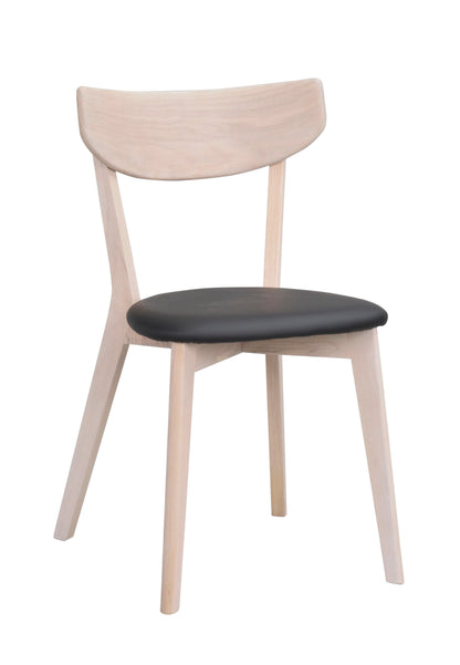 AMI Set of 2 Chairs – whitewashed oak/ black PU seat – 6