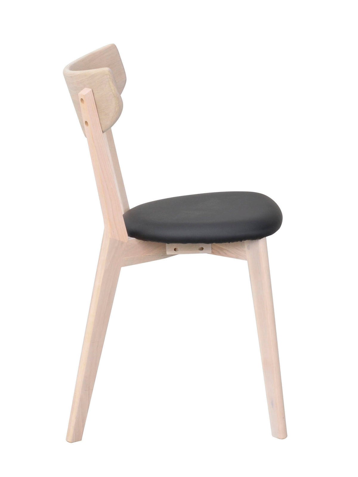 AMI Set of 2 Chairs – whitewashed oak/ black PU seat – 7