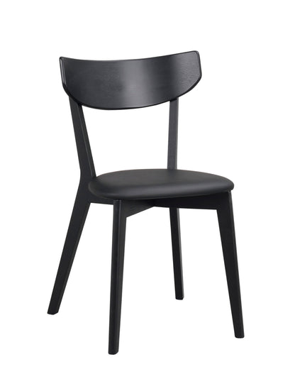 AMI Set of 2 Chairs – black stained oak/ black PU seat – 11