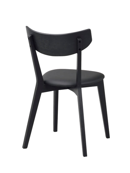 AMI Set of 2 Chairs – black stained oak/ black PU seat – 14