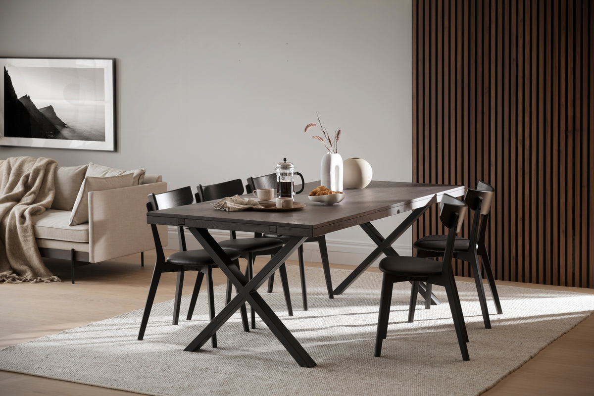 AMI Set of 2 Chairs – black stained oak/ black PU seat – 4