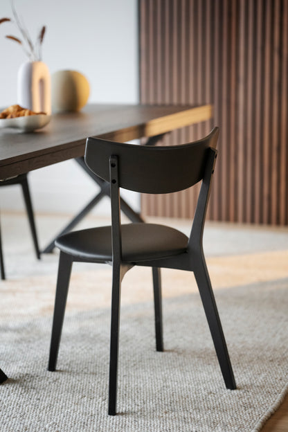 AMI Set of 2 Chairs – black stained oak/ black PU seat – 3