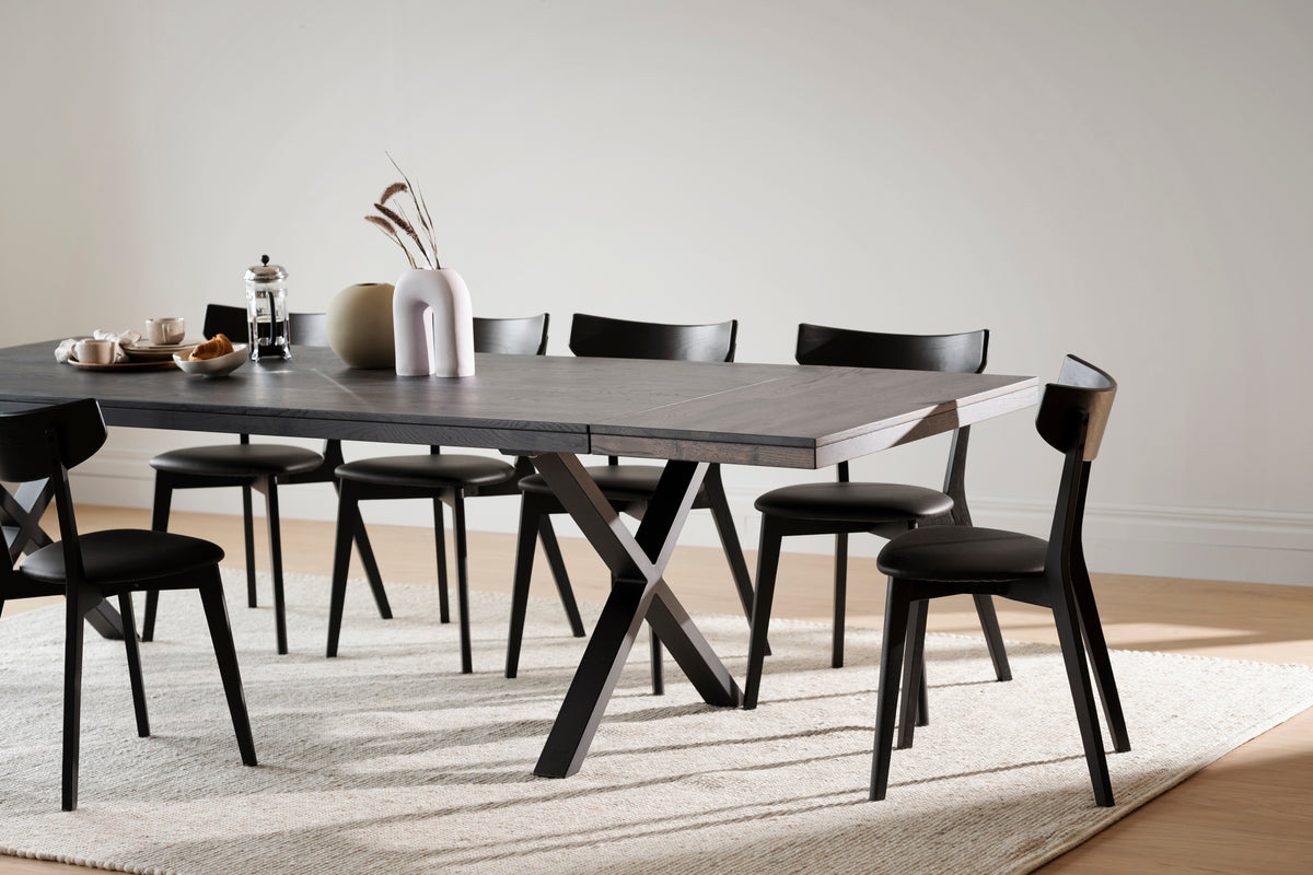 AMI Set of 2 Chairs – black stained oak/ black PU seat – 5