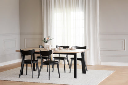 AMI Set of 2 Chairs – black stained oak/ black PU seat – 10
