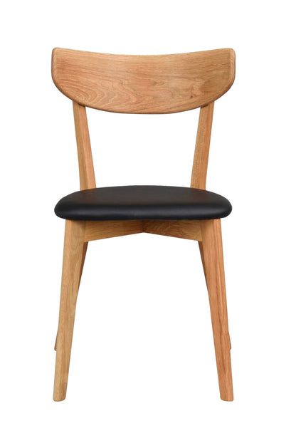 AMI Set of 2 Chairs – lacquered oak/black PU seat – 1