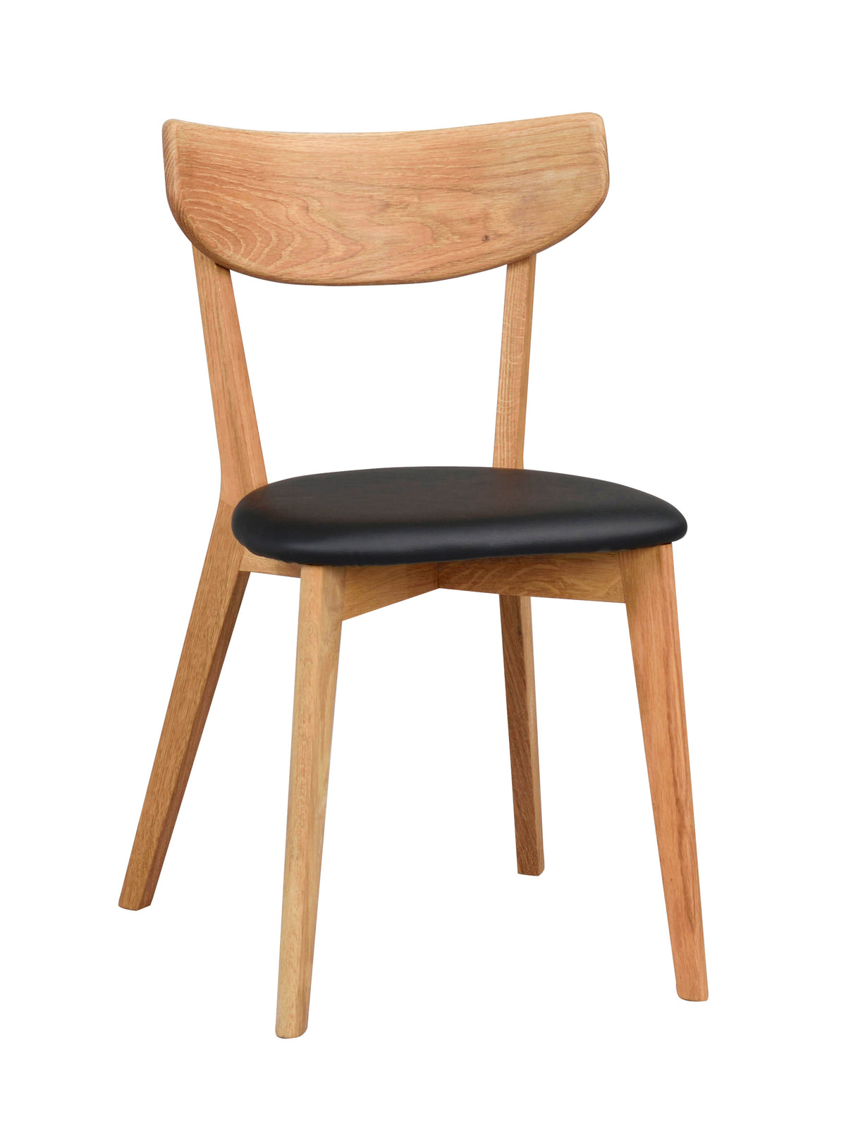 AMI Set of 2 Chairs – lacquered oak/black PU seat – 7