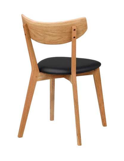 AMI Set of 2 Chairs – lacquered oak/black PU seat – 9