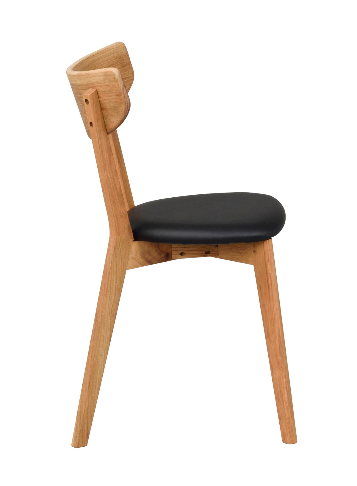 AMI Set of 2 Chairs – lacquered oak/black PU seat – 8