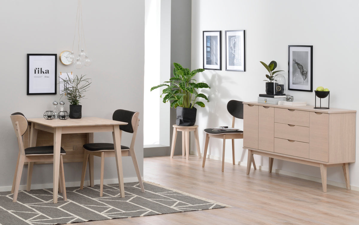 FILIPPA Drop Leaf Table 80CM & 120CM – Whitewashed oak top/whitewashed oak legs / Medium 80CM – 2