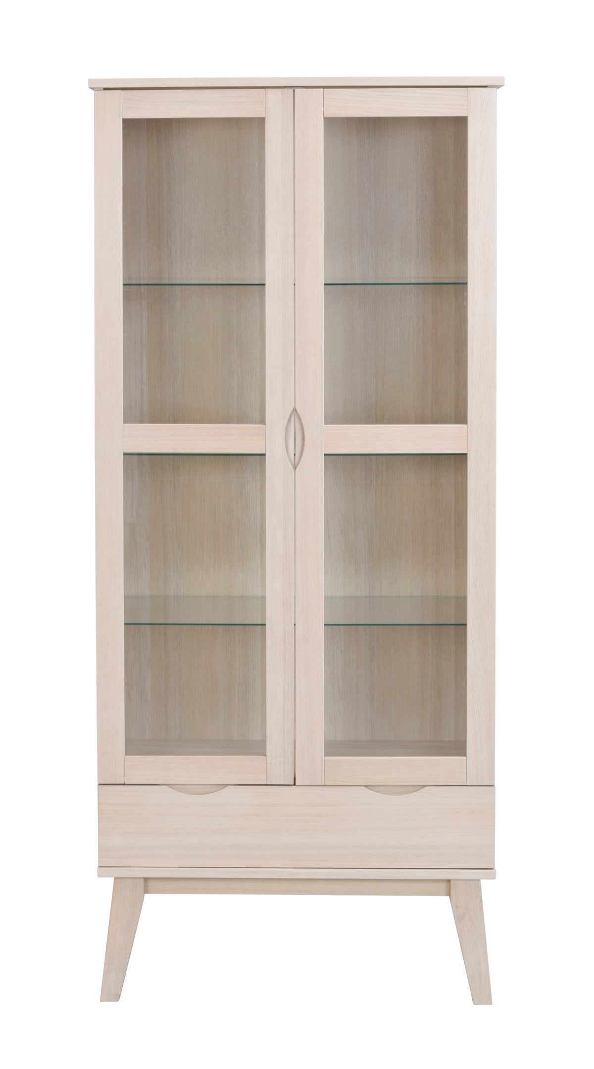 FILIPPA Glass Cabinet with Drawer – Whitewashed Oak – 1