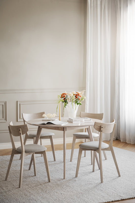 YUMI Round Table 115CM – Whitewashed Oak – 2