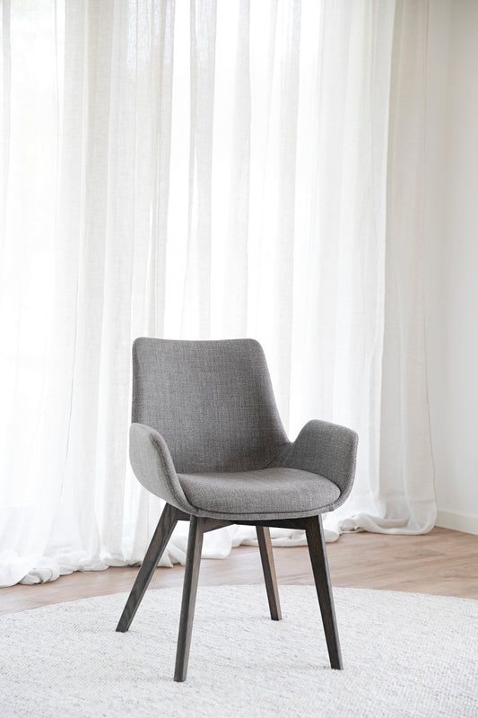DRIMSDALE Grey Set of 2 Armchairs – Brown oak – 2