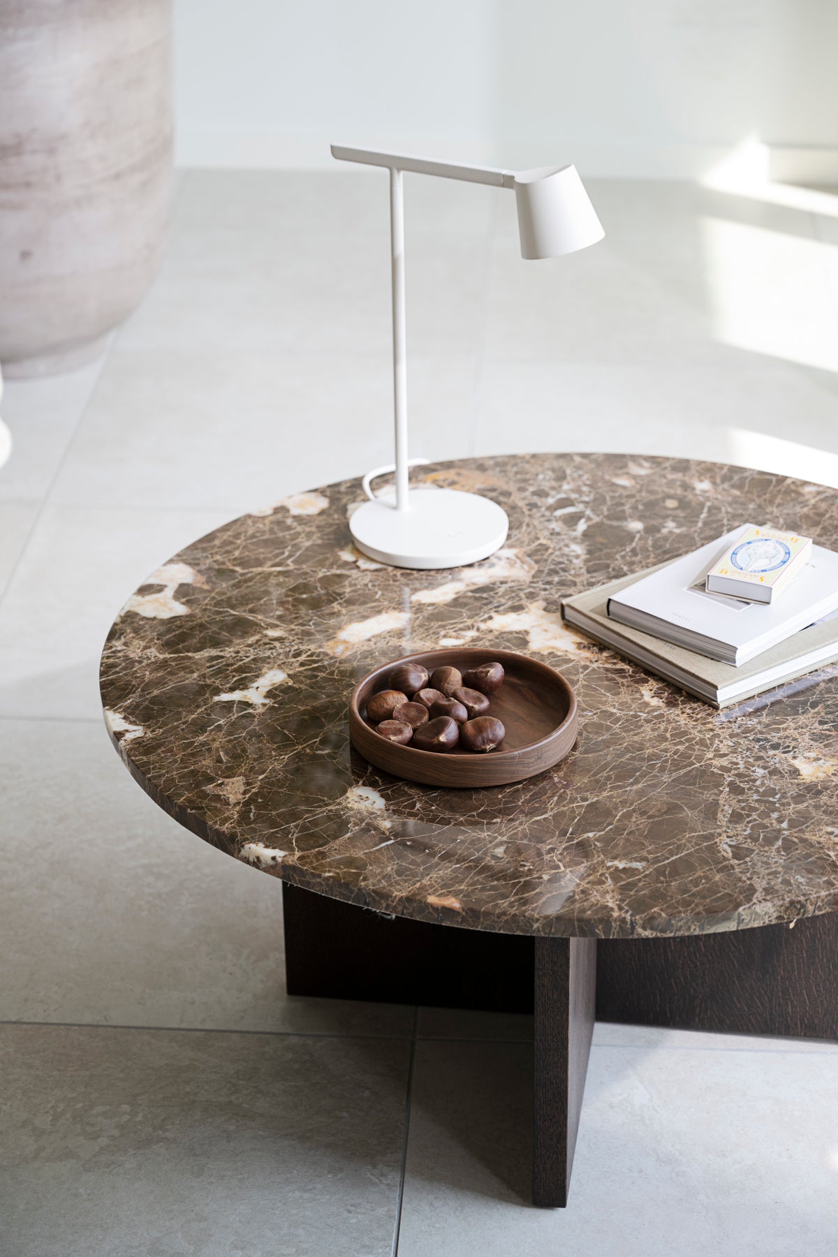 BROOKSVILLE Round Coffee Table Ø90 – Brown marble & brown oak – 2