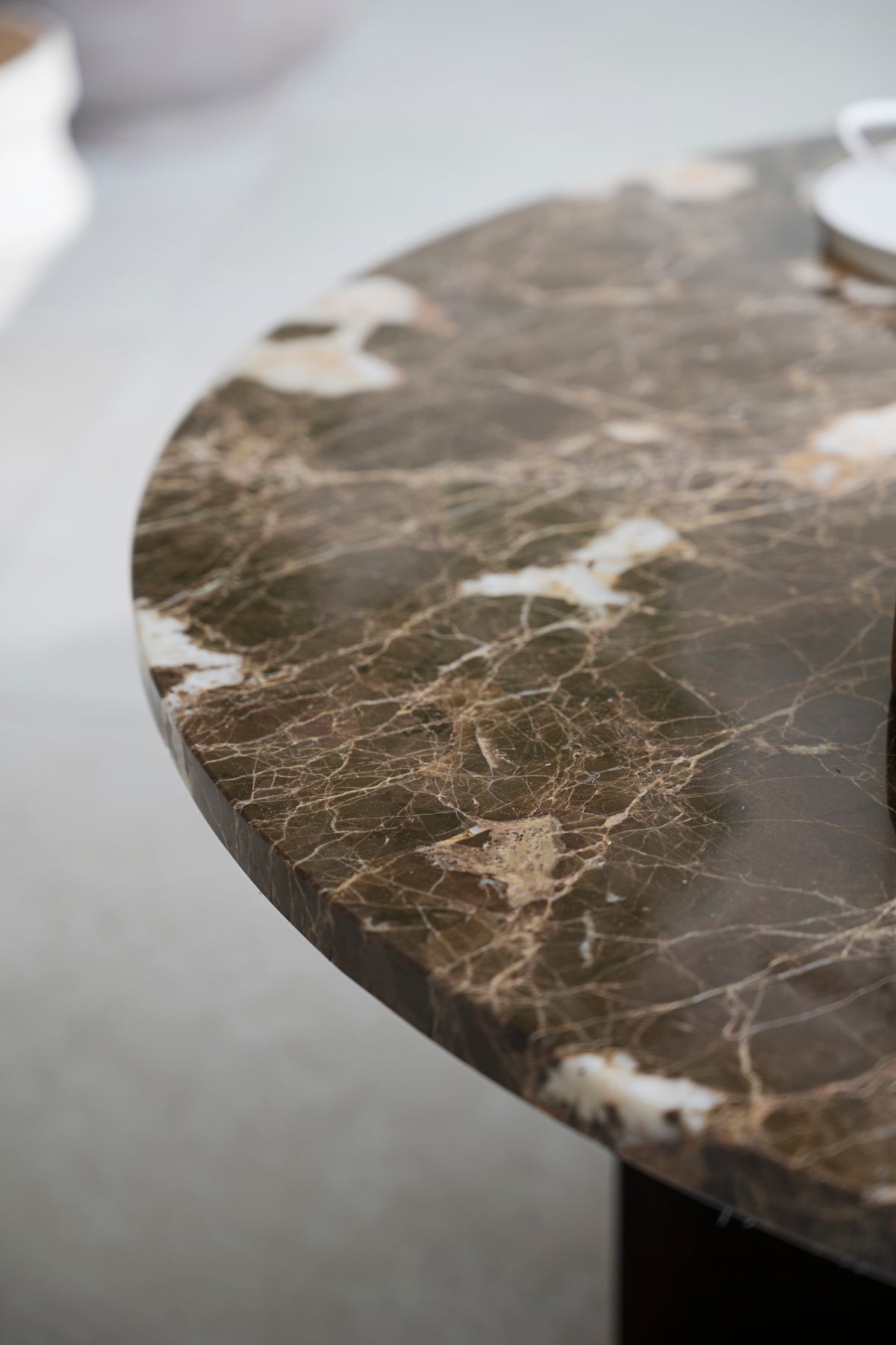 BROOKSVILLE Round Coffee Table Ø90 – Brown marble & brown oak – 3