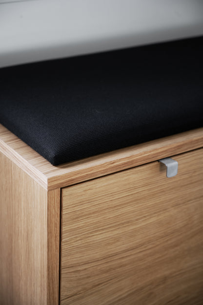 CONFETTI 2 Drawer Bench – Oiled oak / black fabric – 5
