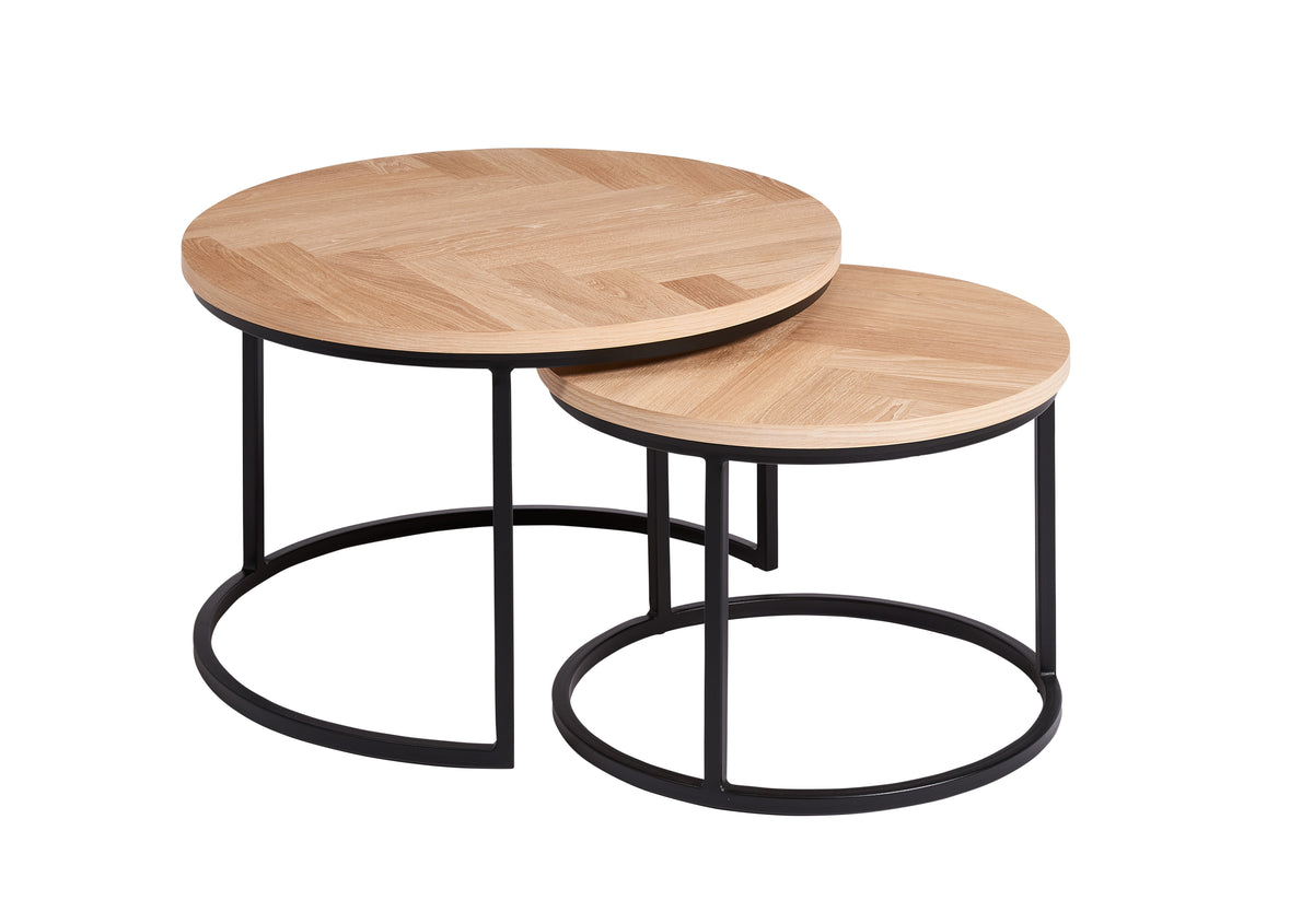 CASØ COFFEEBREAK Coffee Tables with Herringbone Set of 2 Ø75/Ø58CM