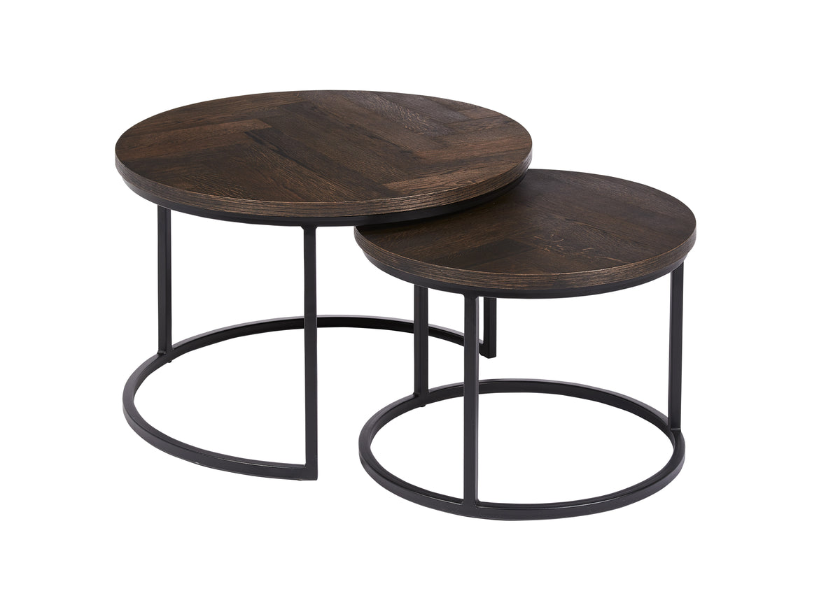 CASØ COFFEEBREAK Coffee Tables with Herringbone Set of 2 Ø75/Ø58CM