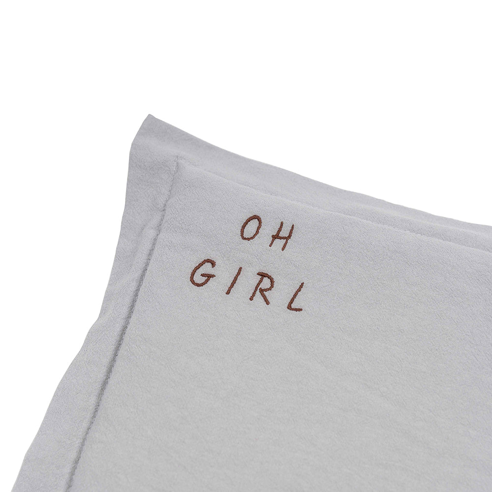 Embroidered Washed Cotton Pillow by Malomi Kids