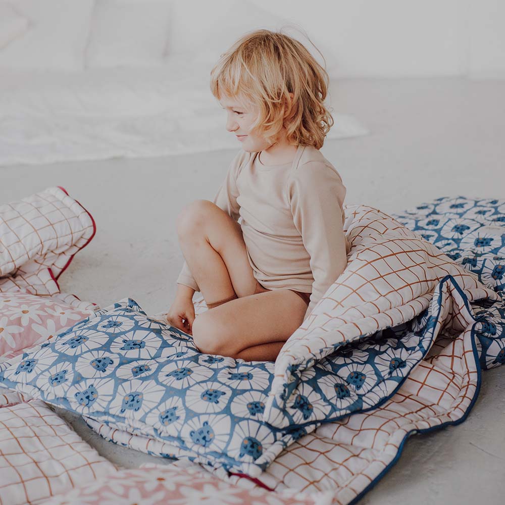 Denim Lions Sleeping Bag with Pillow by Malomi Kids