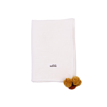 Muslin Swaddle with Pompoms by Malomi Kids