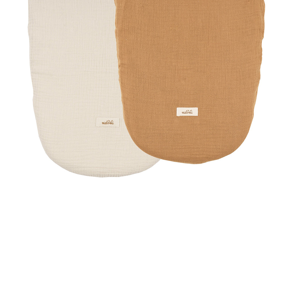 Organic Moses Basket Sheets, 2-Pack Camel / Natural by Malomi Kids
