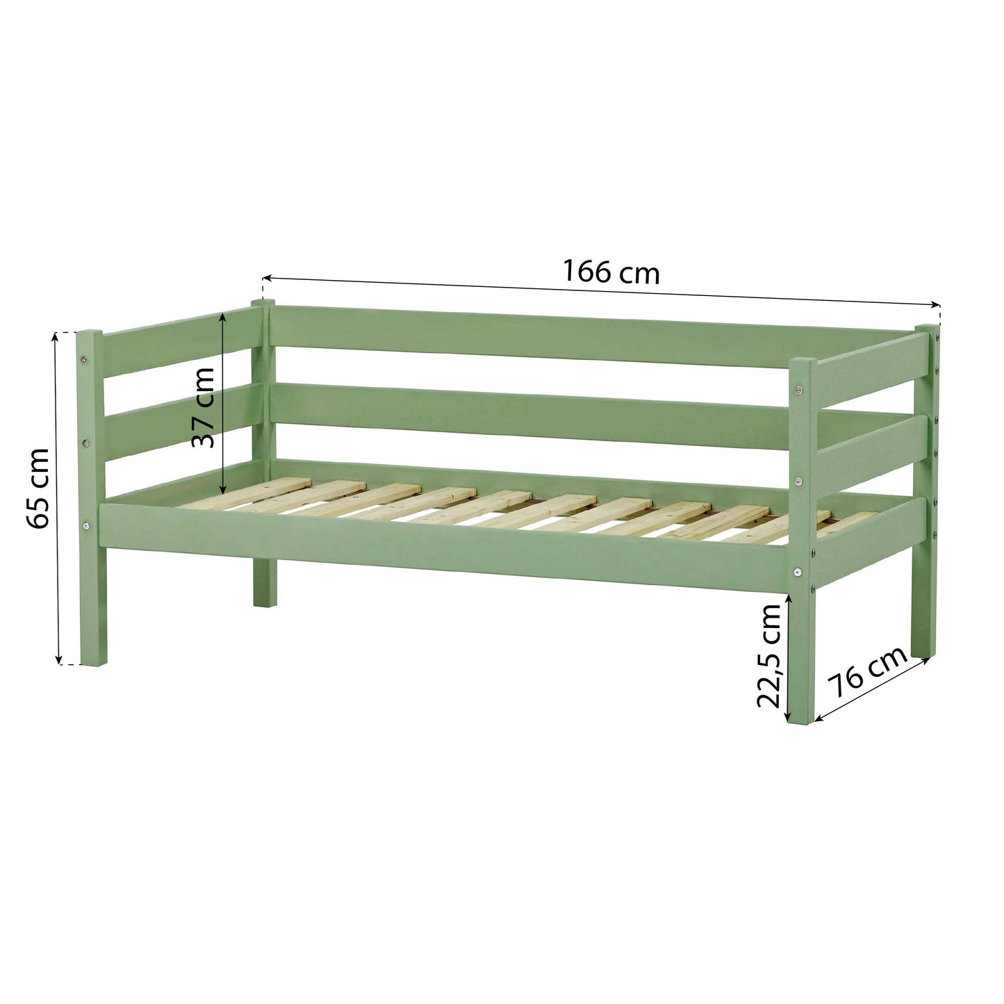 Hoppekids ECO Comfort junior bed 70x160 cm, Pale Green