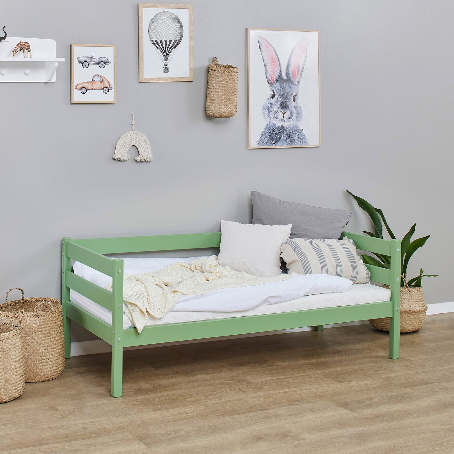 Hoppekids ECO Comfort junior bed 70x160 cm, Pale Green