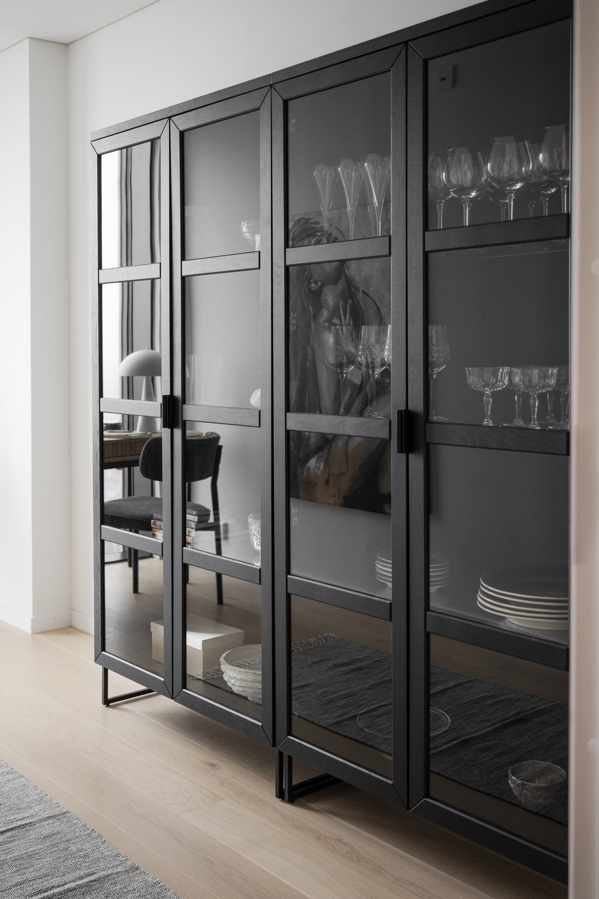 EVERETT HIGH Glass Cabinet – Black Stained Oak – 3