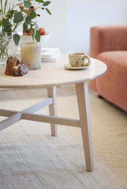 FILIPPA Round Coffee Table 90CM – Whitewashed Oak – 2