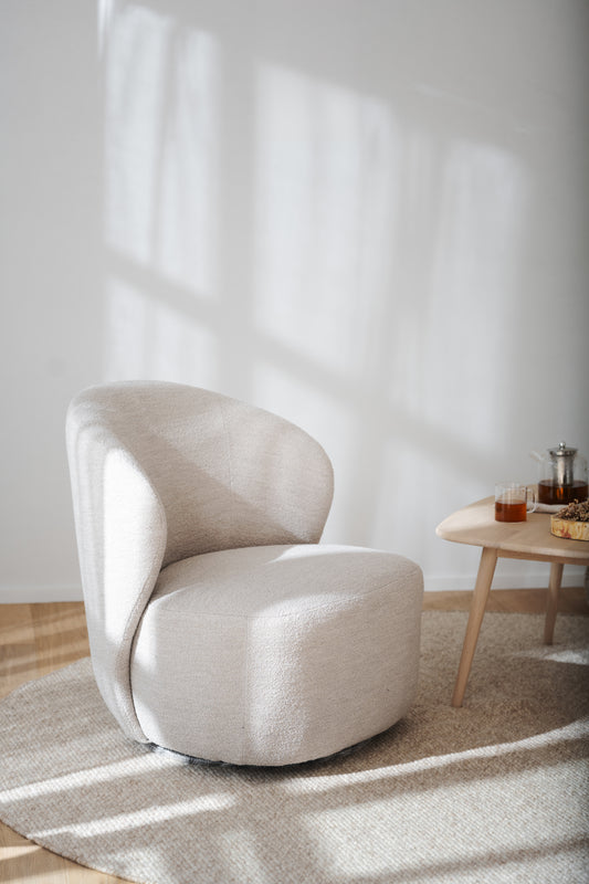 Roselawn Swivel Lounge Chair – Light Beige Bouclé – 2