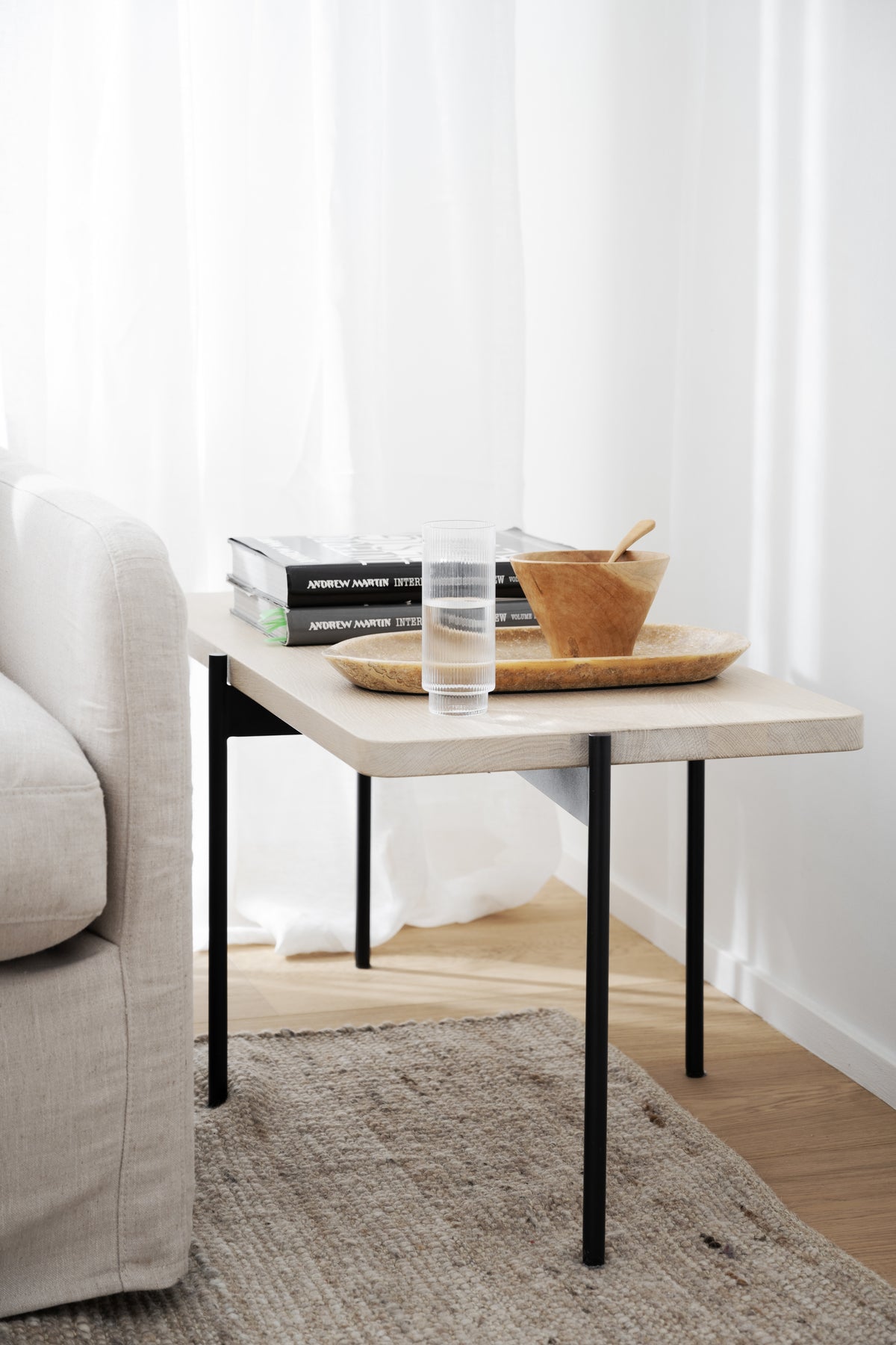 SHELTON Coffee Table 95CM & 145CM – Small – 95 x 50 cm / whitewash oak/black metal – 6