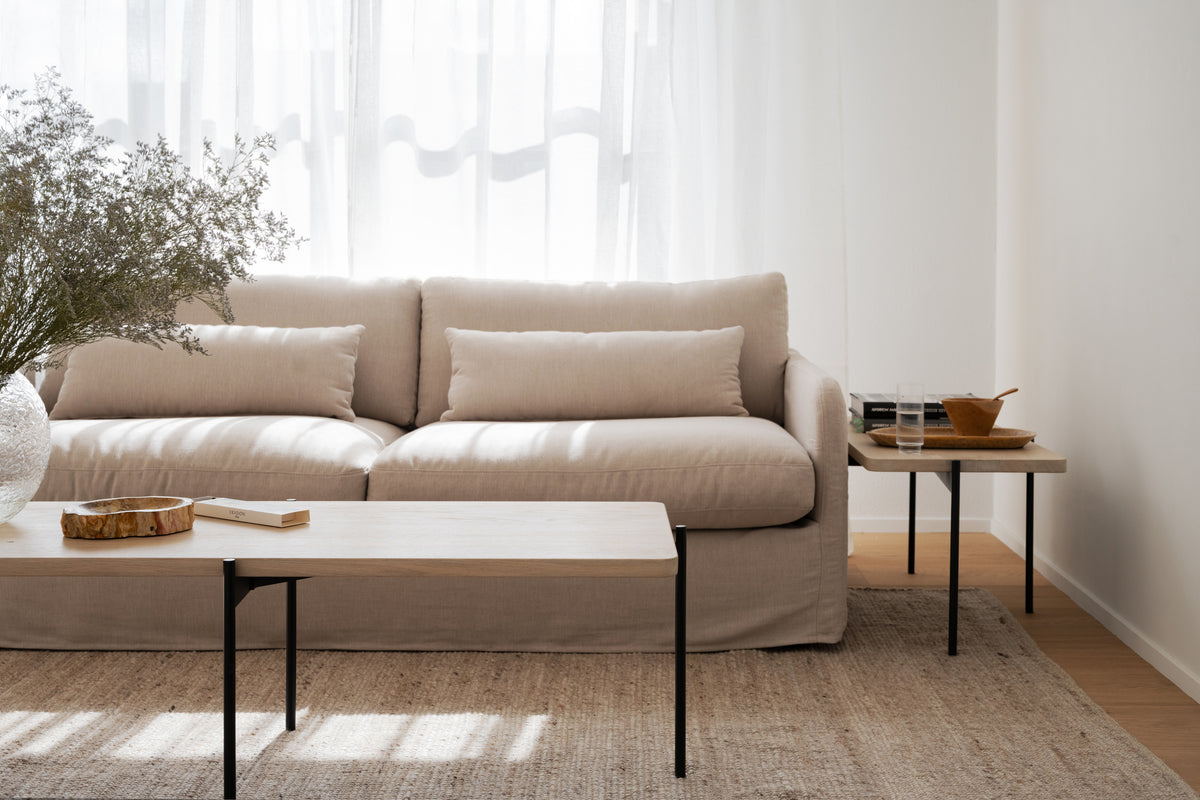 SHELTON Coffee Table 95CM & 145CM – Small – 95 x 50 cm / whitewash oak/black metal – 7