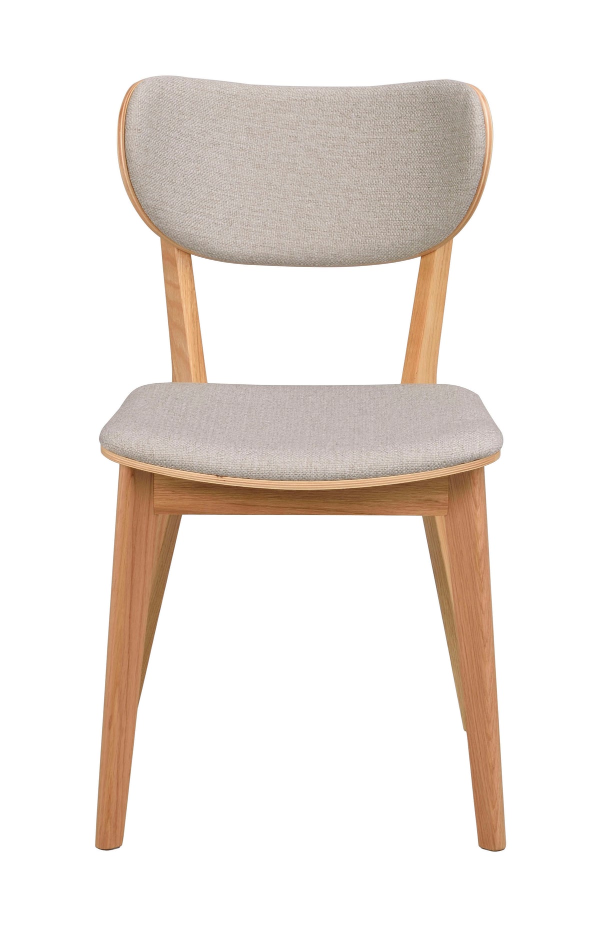 KATO Set of 2 Oak Chairs – lacquered oak/grey beige fabric – 1