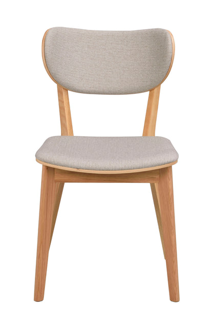 KATO Set of 2 Oak Chairs – lacquered oak/grey beige fabric – 1