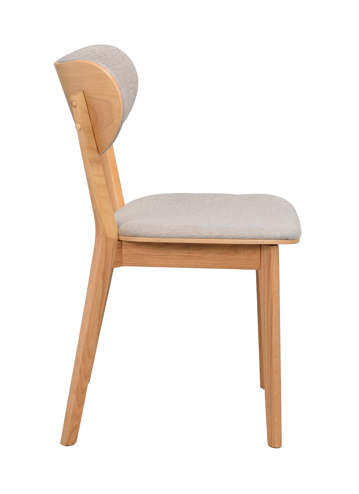 KATO Set of 2 Oak Chairs – lacquered oak/grey beige fabric – 7