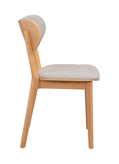 KATO Set of 2 Oak Chairs – lacquered oak/grey beige fabric – 7