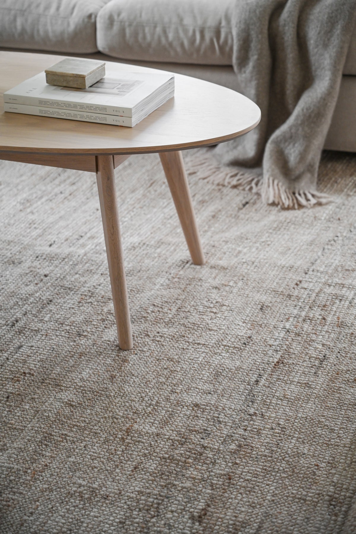 YUMI Oval Coffee Table 130CM – Whitewashed Oak – 5