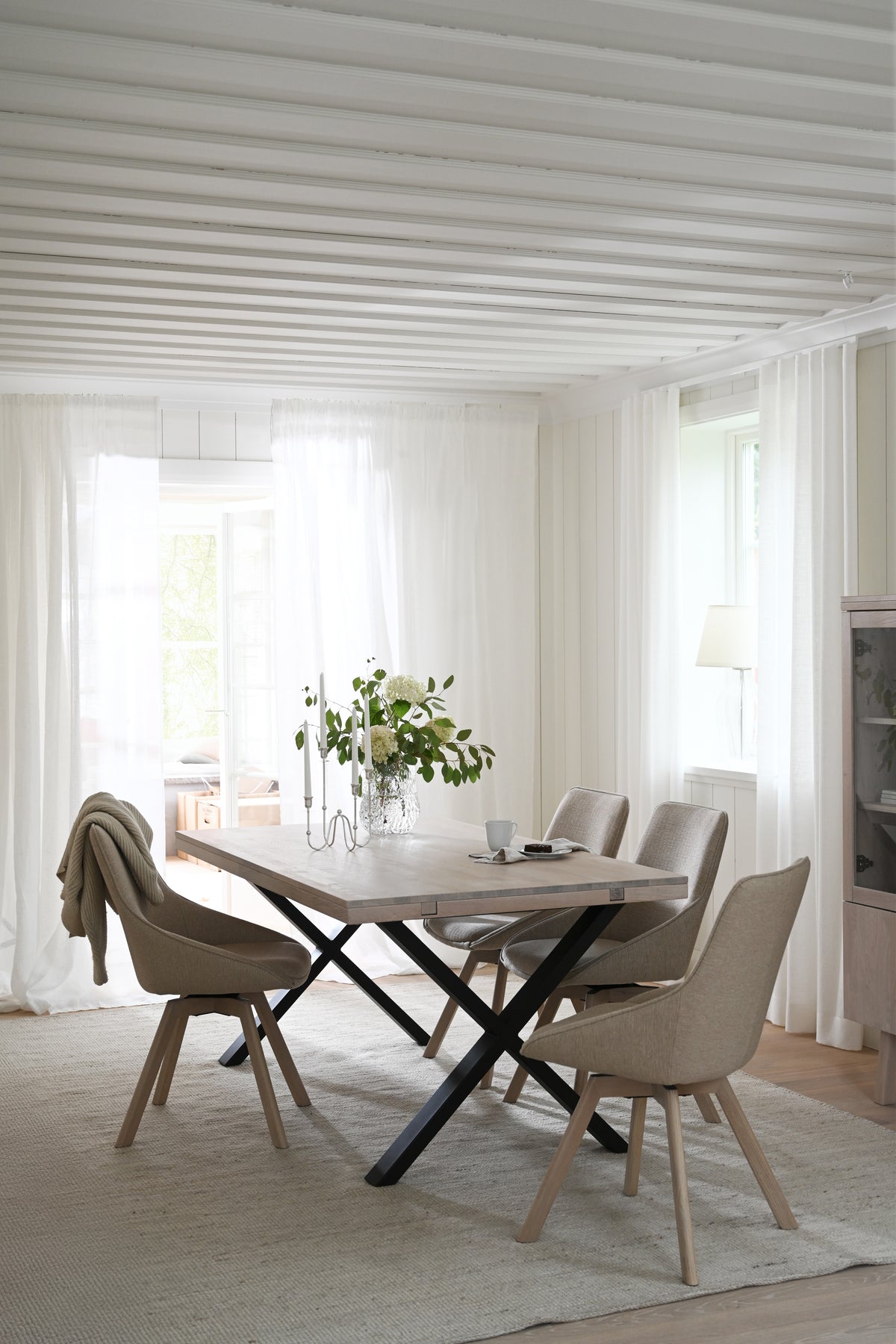 Oak Dining Table with X Legs 170/270 CM – Whitewash oak / 170 CM – 7