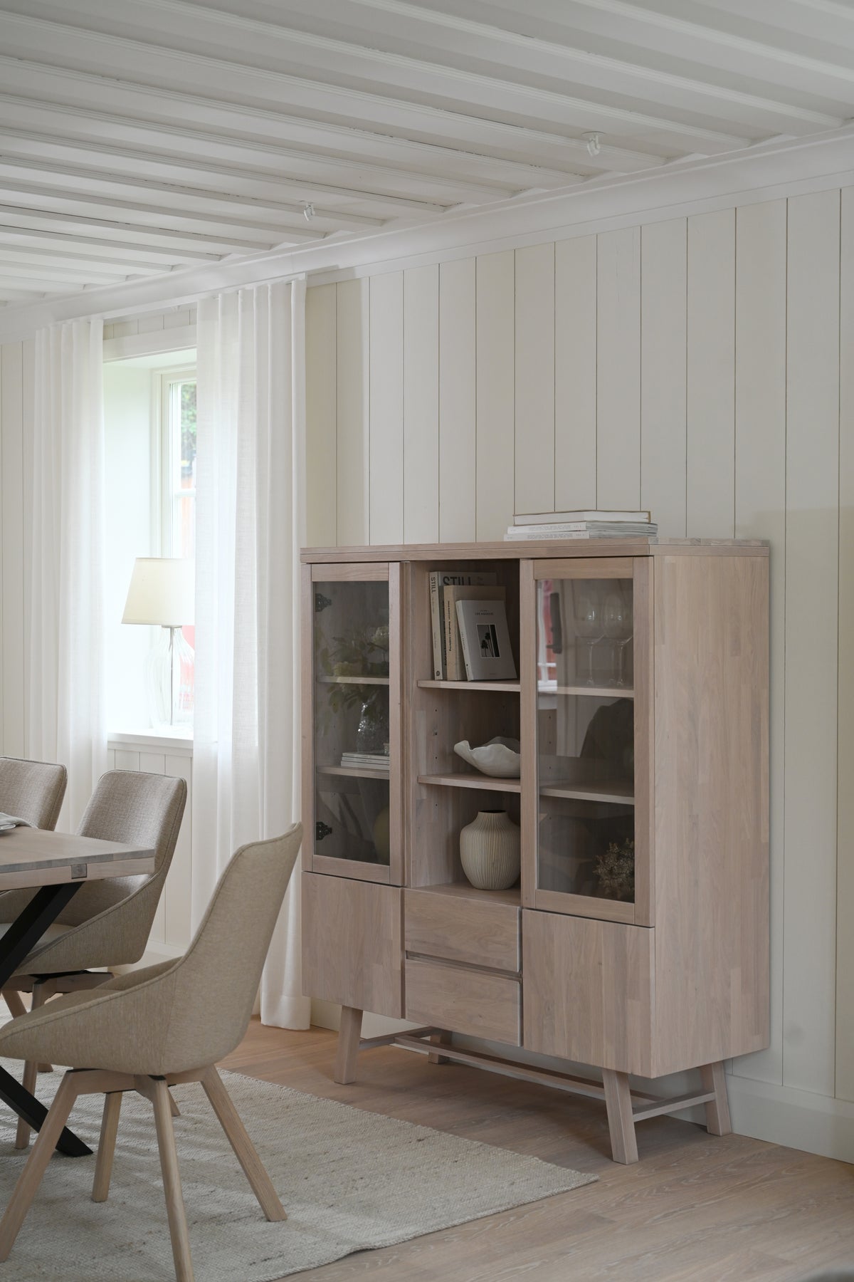 BROOKLYN Oak Vitrine 130 CM – Whitewashed – 2