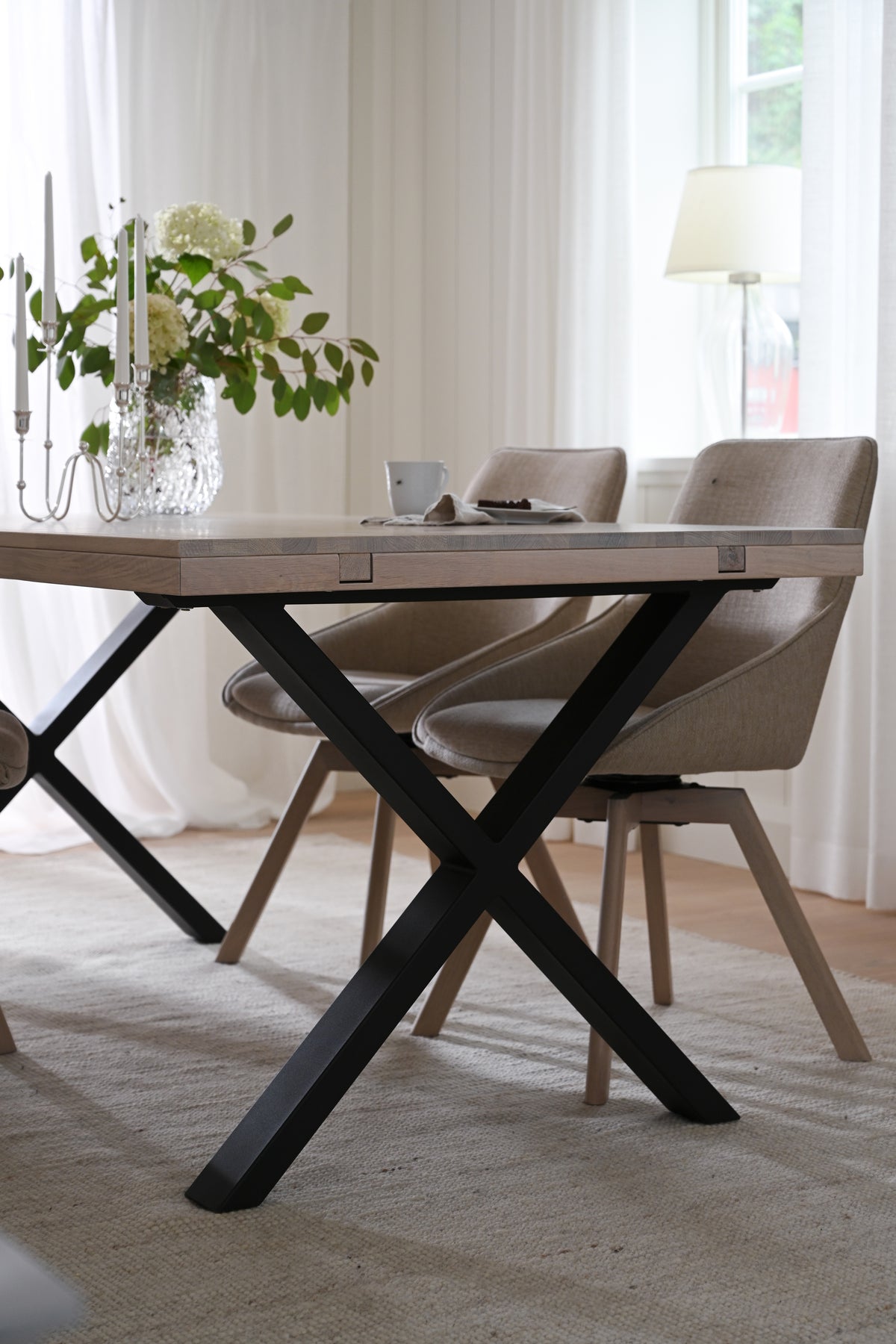 Oak Dining Table with X Legs 170/270 CM – Whitewash oak / 170 CM – 3