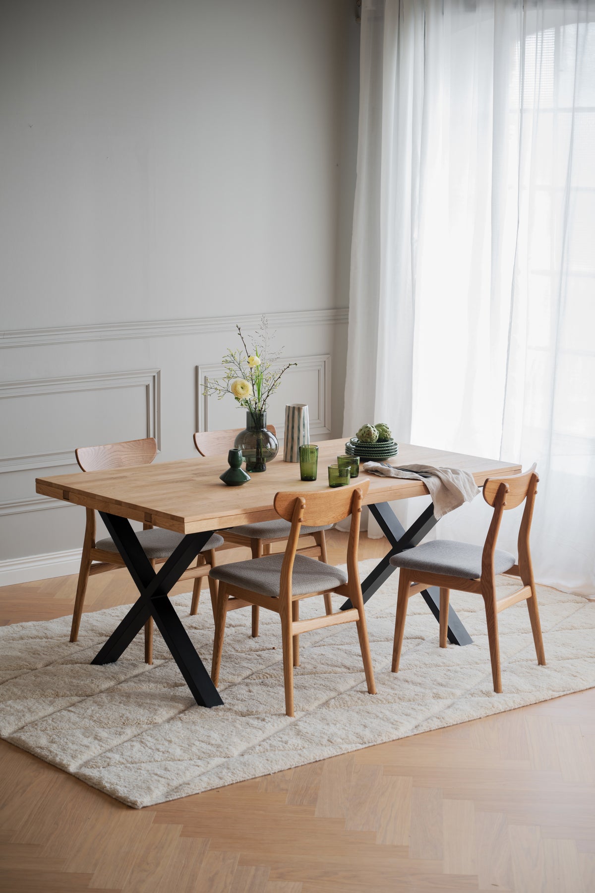 Oak Dining Table with X Legs 170/270 CM – Oak / 170 CM – 2