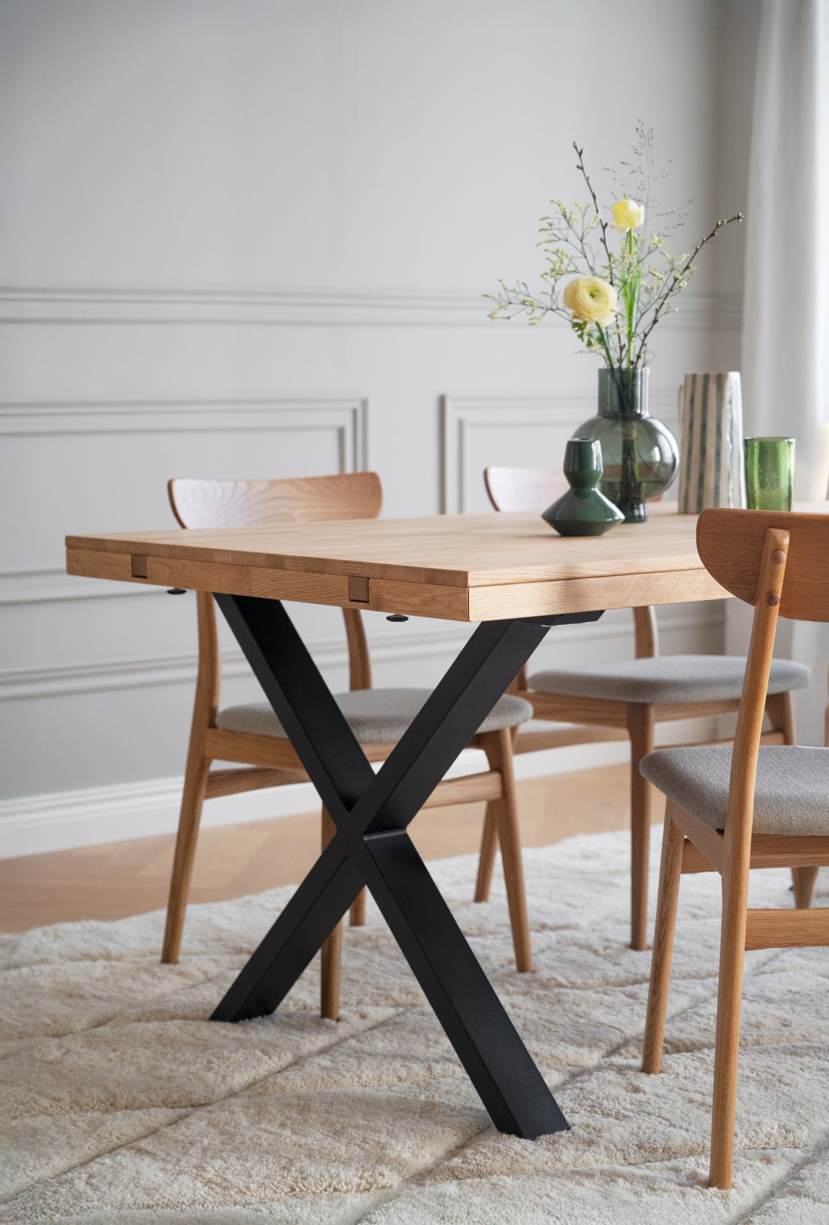 Oak Dining Table with X Legs 170/270 CM – Oak / 170 CM – 3