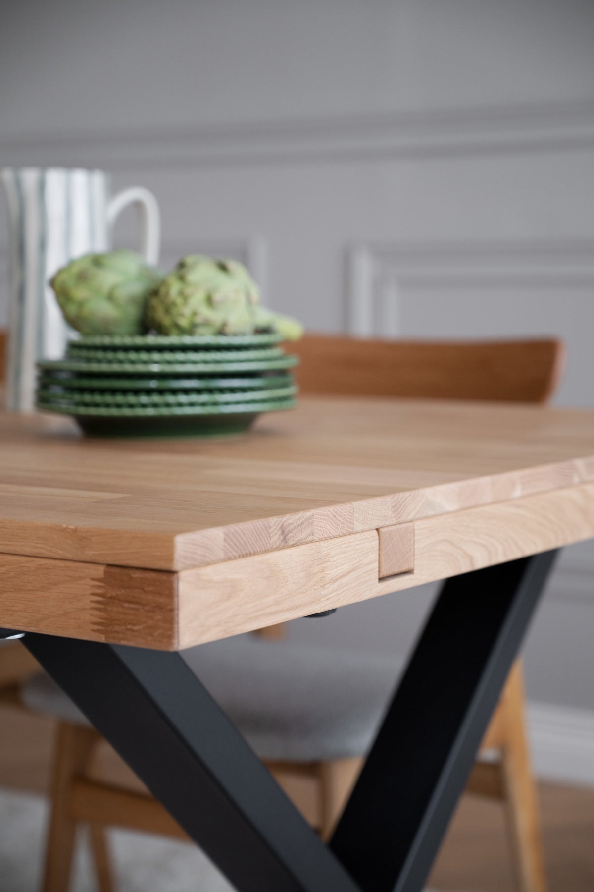 Oak Dining Table with X Legs 170/270 CM – Oak / 170 CM – 4